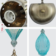 Detailed shots of Blue Glass Antique Bronze Metal Body Moroccan Style Wall Light with E27 Fitting | TEKLED 151-194581