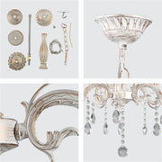 Detailed shots of Candle Waterfall Traditional Retro Vintage 5 Arm Chandelier Ceiling Light Crystal Gold Aged Cream 5xE14 | TEKLED 159-17824