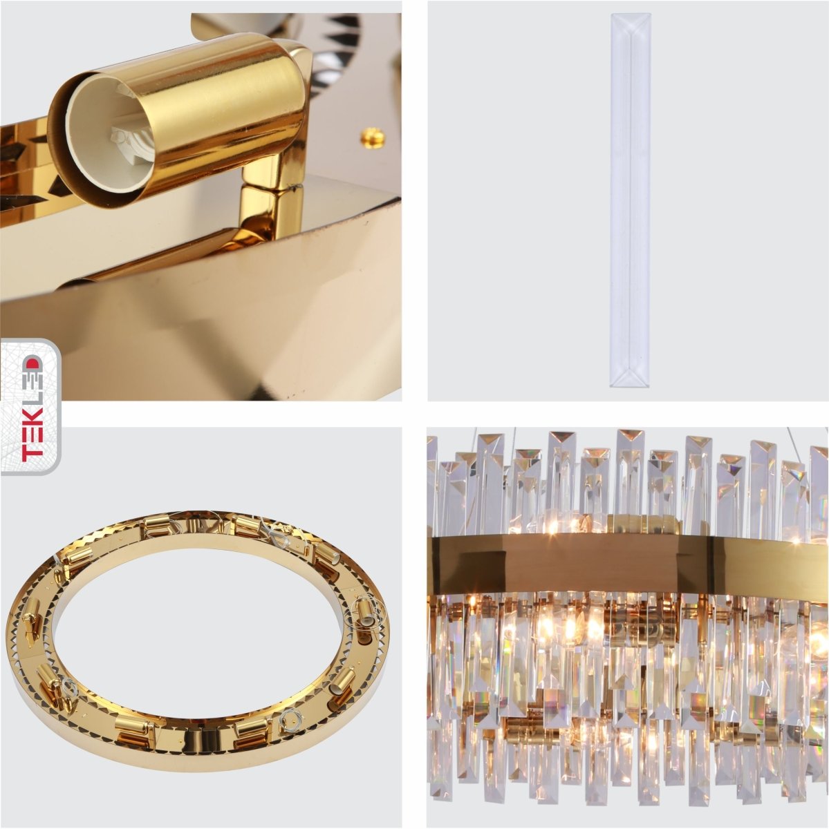 Detailed shots of Coffin Crystal Gold Metal Chandelier D600 with 16xE14 Fitting | TEKLED 156-19558