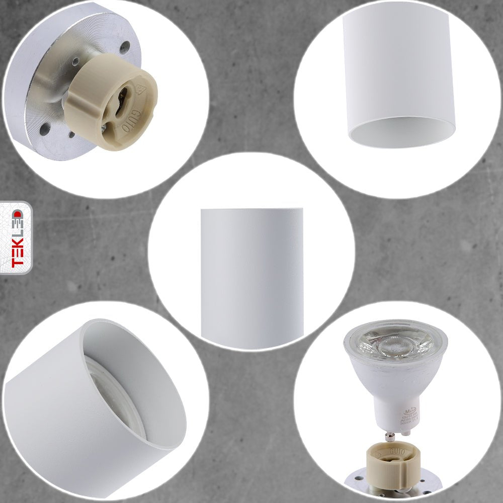 Detailed shots of Cyclinder Downlight White Surface Mount with GU10 Fitting | TEKLED 172-03022