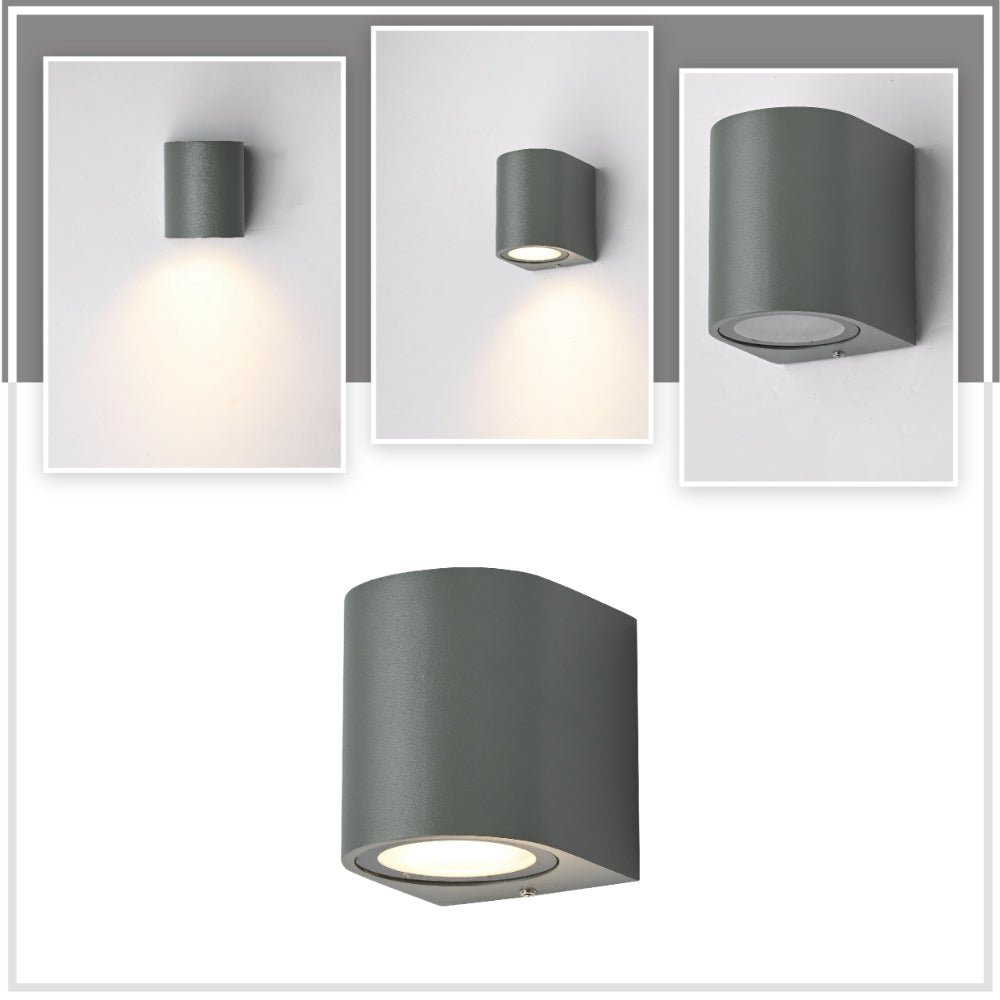 Detailed shots of Cylinder Wall Lamp IP54 Grey with GU10 Fitting | TEKLED 182-03349