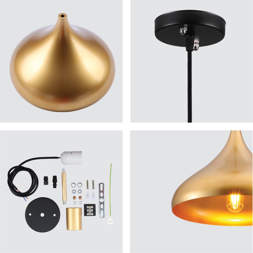 Detailed shots of Gold Dome Metal Pendant Light E27 | TEKLED 159-17748