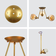 Detailed shots of Gold Hinged Metal Amber Dome Glass Ceiling Light with E27 Fittings | TEKLED 159-17648