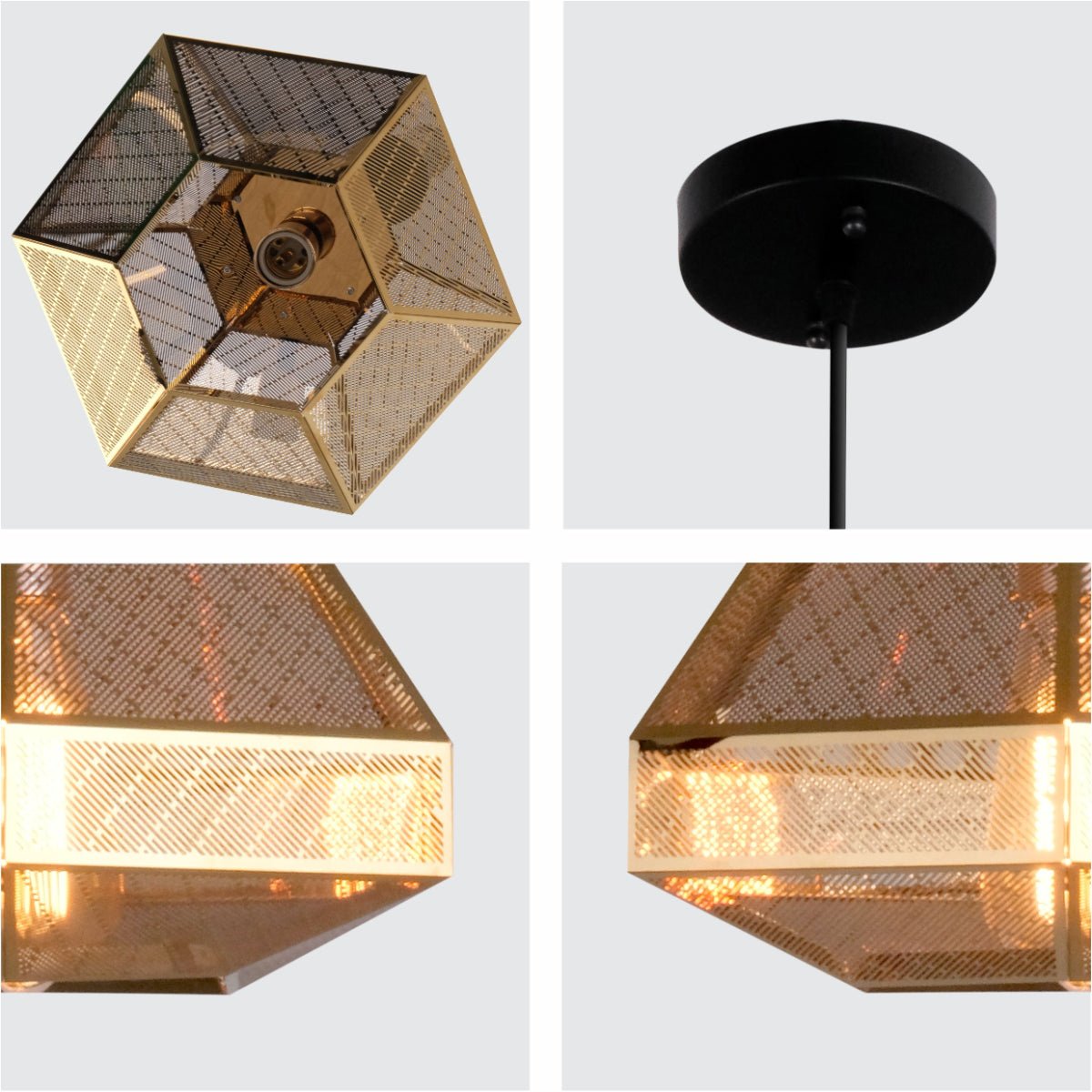 Detailed shots of Golden Metal Polyhedral Pendant Ceiling Light Large with E27 | TEKLED 150-18122