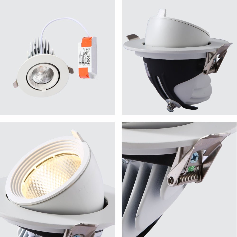 Detailed shots of LED Accent Performance Swivel and Scoop Downlight 10W 20W 30W Warm White Cool White Cool Daylight CRI90 White | TEKLED 165-038xx