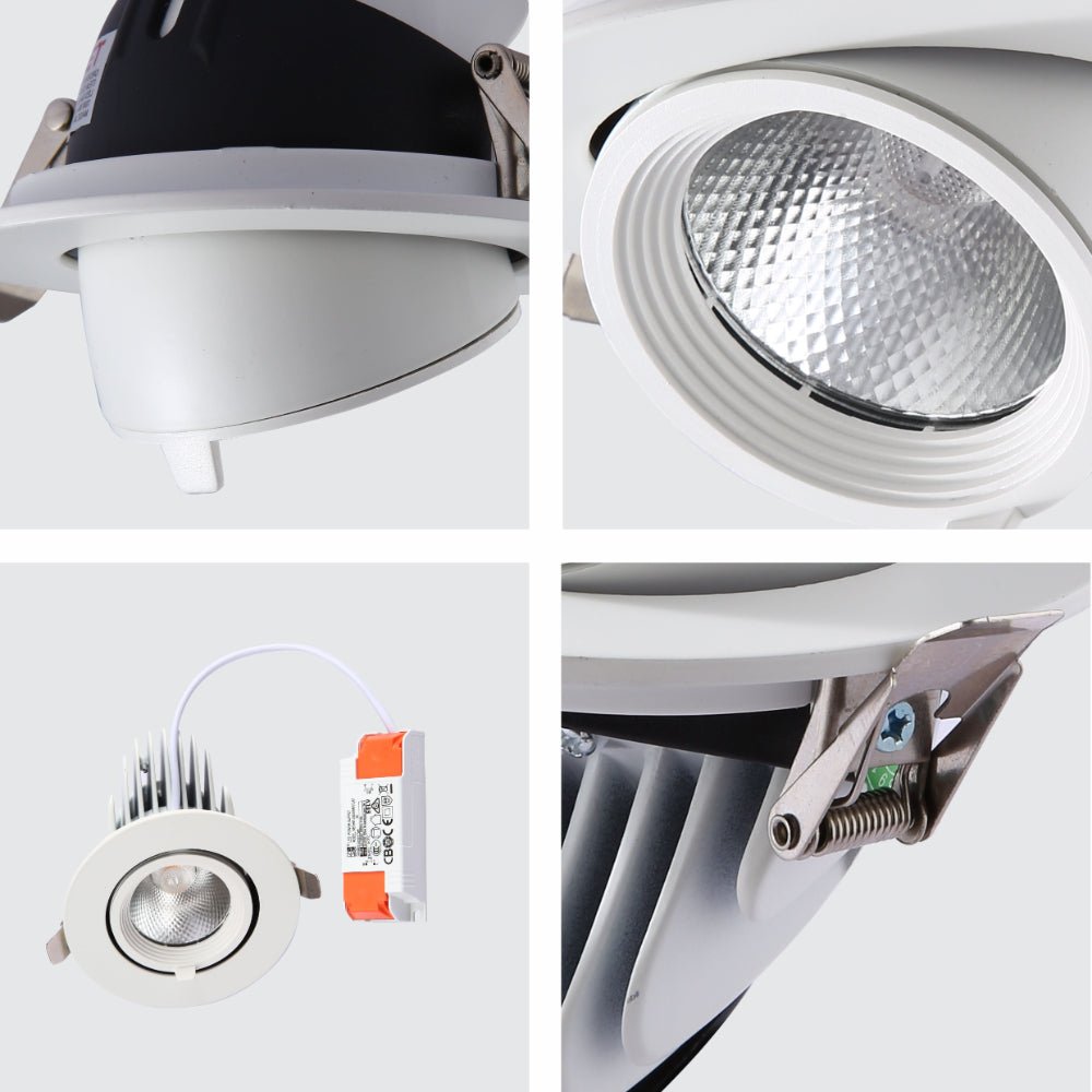 Detailed shots of LED Accent Performance Swivel and Scoop Downlight 10W 20W 30W Warm White Cool White Cool Daylight CRI90 White | TEKLED 165-03807