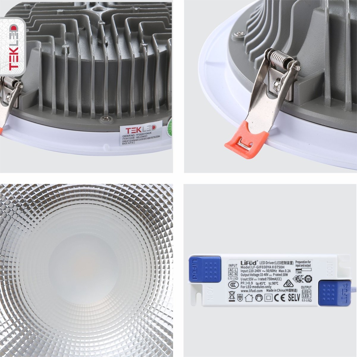 Detailed shots of LED COB Recessed Downlight 30W Cool White 4000K White | TEKLED 165-034031