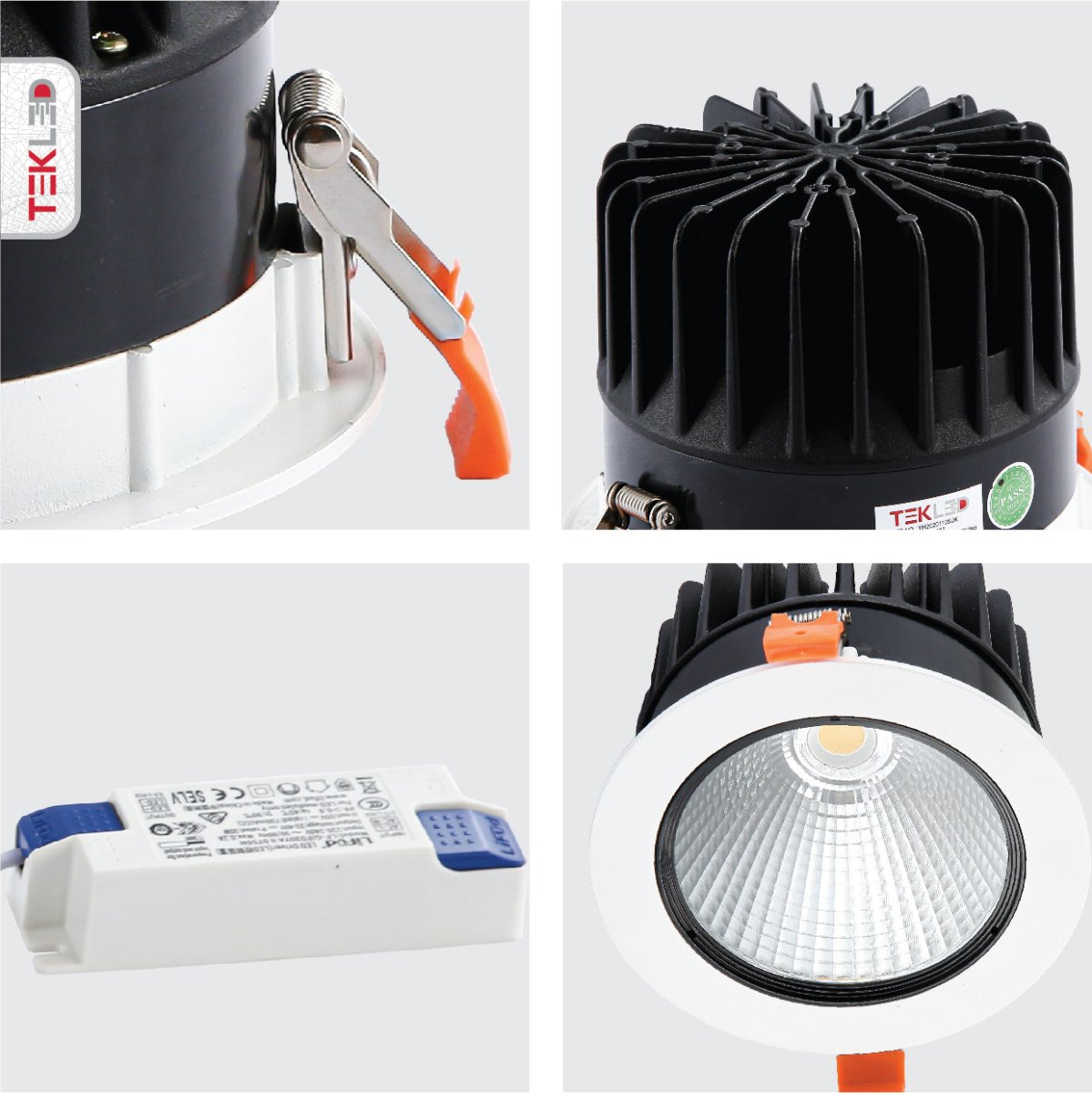 Detailed shots of LED COB Recessed Downlight P1 30W Cool White 4000K White | TEKLED 165-03407