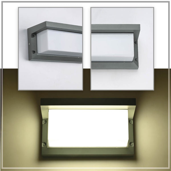 Detailed shots of LED Diecast Aluminium Cubioid Hood Wall Lamp 20W Cool White 4000K IP54 Anthracite Grey | TEKLED 182-03358