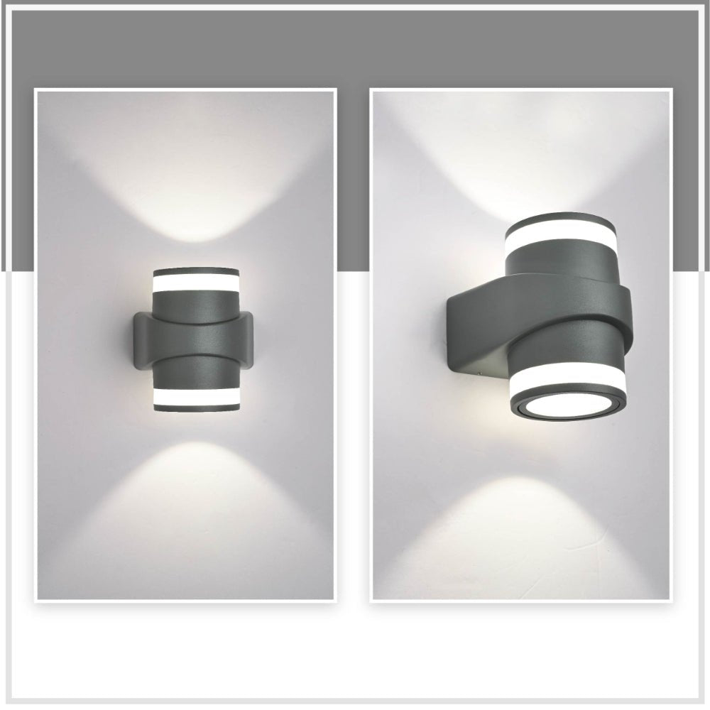 Detailed shots of LED Diecast Aluminium Double Direction Wall Lamp 2x7W 4000K Cool White IP54 Black | TEKLED 182-03363