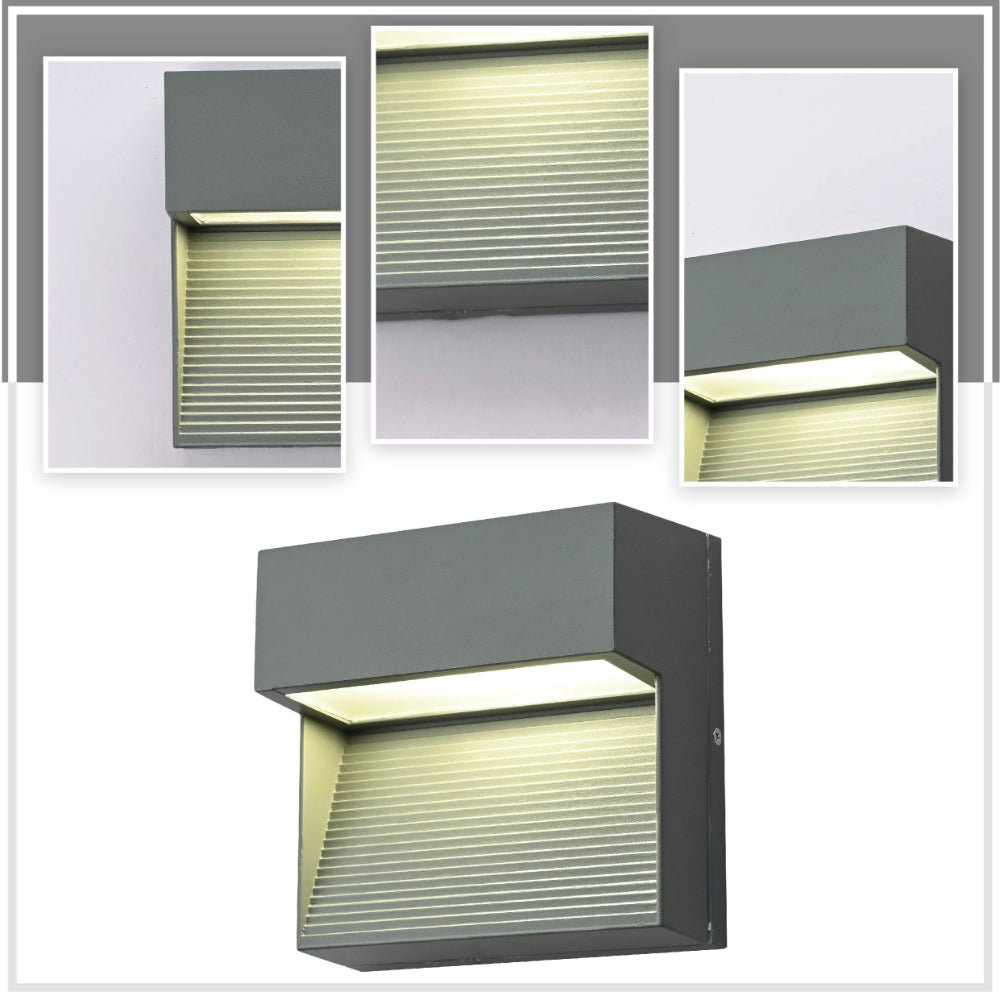 Detailed shots of LED Diecast Aluminium Stair and Wall Light 5W Cool White 4000K IP54 Grey | TEKLED 182-03345