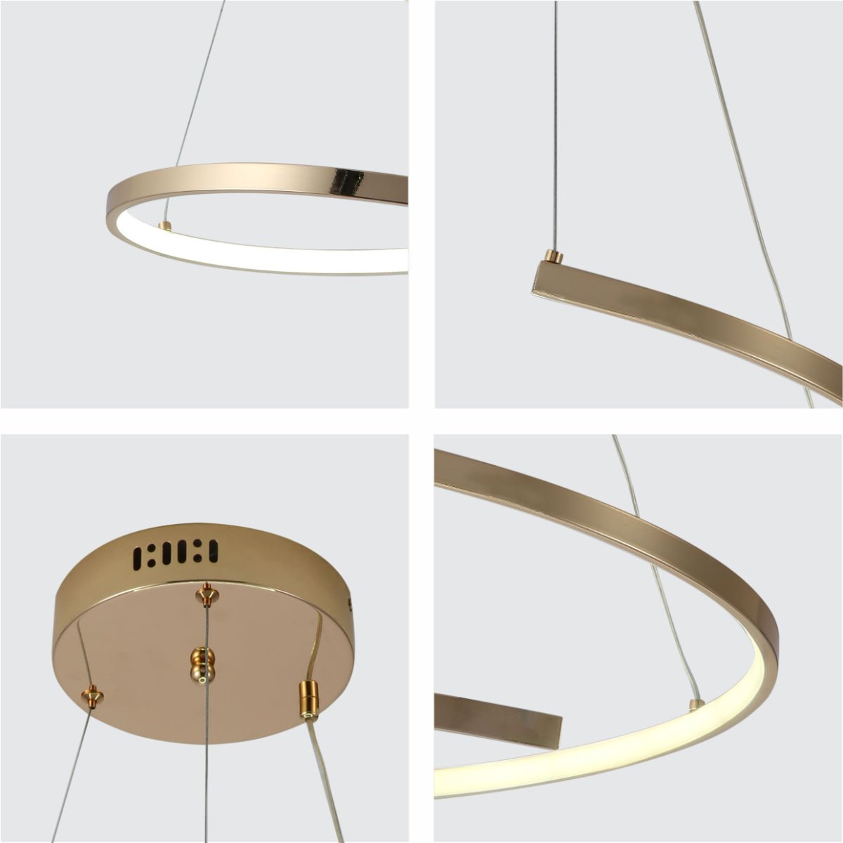 Detailed shots of LED Spiral Gold Finishing 30W CCT Change Dimmable Contemporary Nordic Scandinavian Pendant Ceiling Light with Remote Control | TEKLED 154-17268