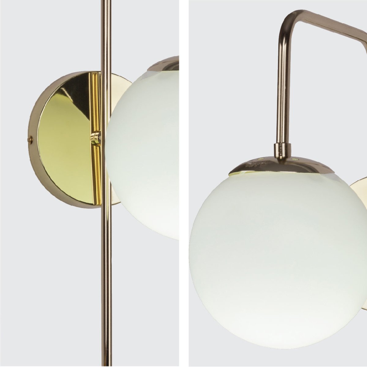 Detailed shots of Opal Globe Glass Bronze Cane Metal Downward Wall Light with E27 Fitting | TEKLED 151-19524