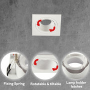 Detailed shots of Rectangle Polycarbonate Tilt Recessed Downlight GU10 White or Black Single Double Triple | TEKLED 164-03023