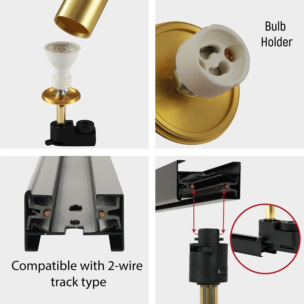 Detailed shots of Tracklight Single Line Spotlight For GU10 Gold S | TEKLED 174-03980 shows the compatible track