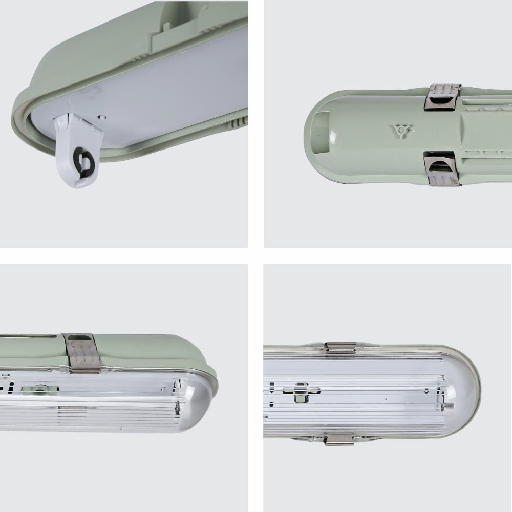 Detailed shots of Tri-Proof Anti Corrosive Batten Light Fitting For 2ft LED T8 Tube IP65 1X9W 2x9W 660mm ABS Body PC Cover | TEKLED 167-03300