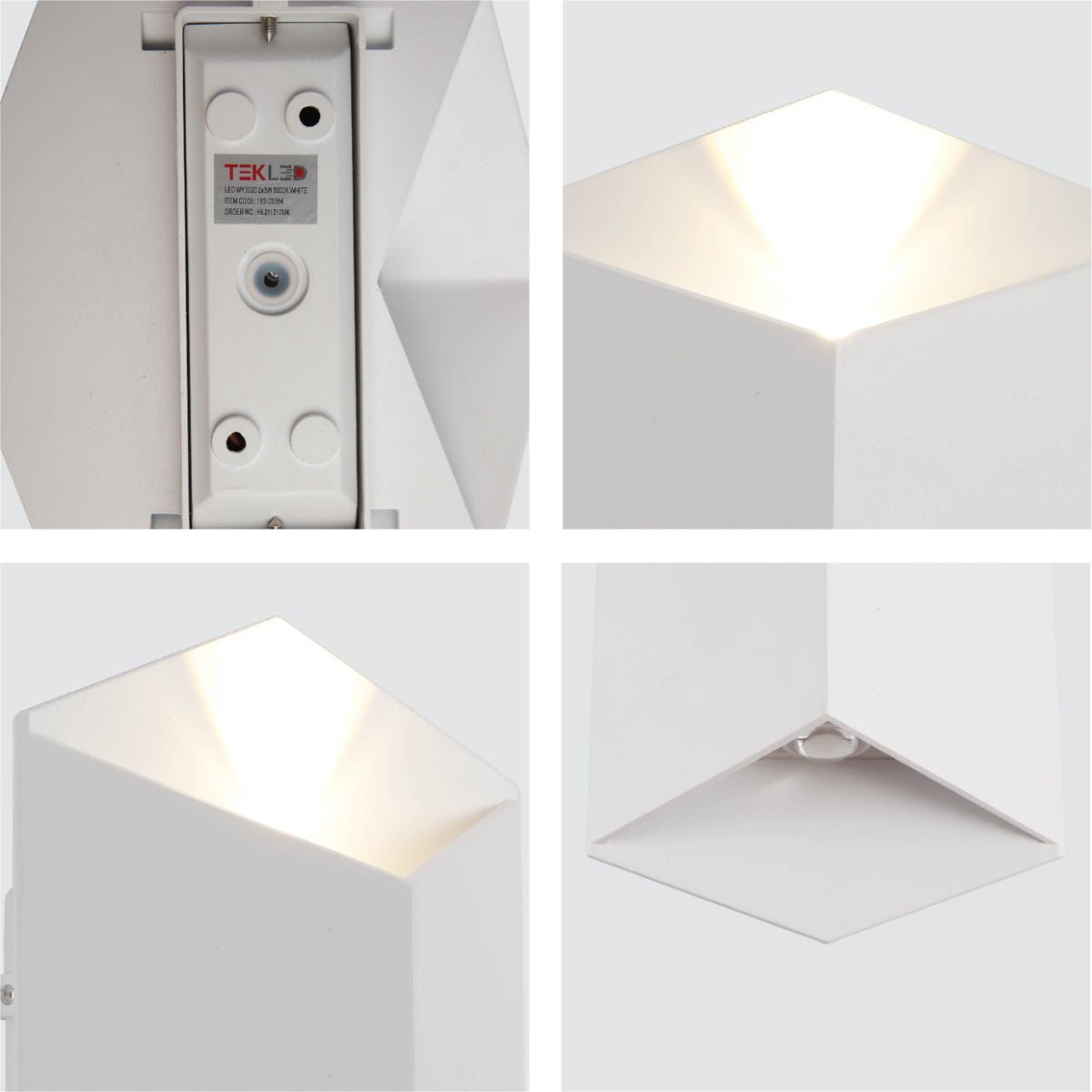 Detailed shots of White Cuboid Up Down Outdoor Modern LED Wall Light | TEKLED 182-03384