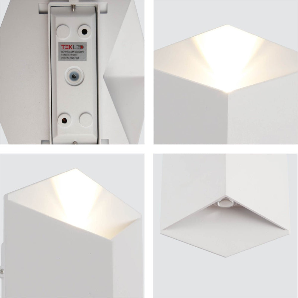 White Cuboid Up Down Outdoor Modern LED Wall Light | TEKLED