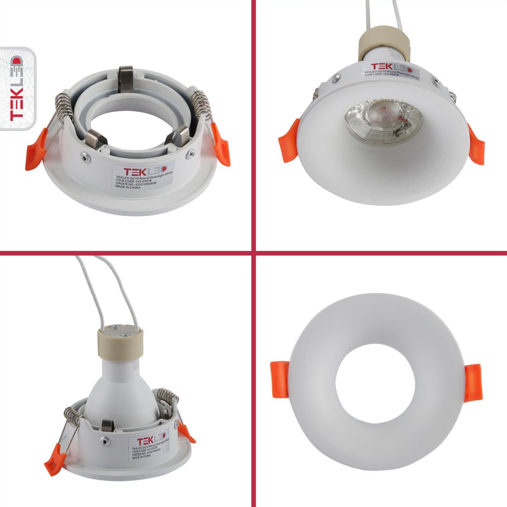 Detailed shots of White Round Diecast Aluminium Downlight GU10 | TEKLED 143-03976