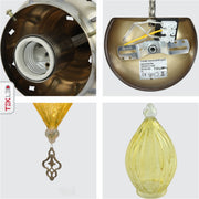 Detailed shots of Yellow Glass Antique Bronze Metal Body Moroccan Style Wall Light with E27 Fitting | TEKLED 151-194582