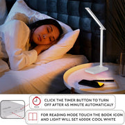 Detailed shots of Zingo Silver Desk Light Dimmable and Colour Modes | TEKLED 130-03616