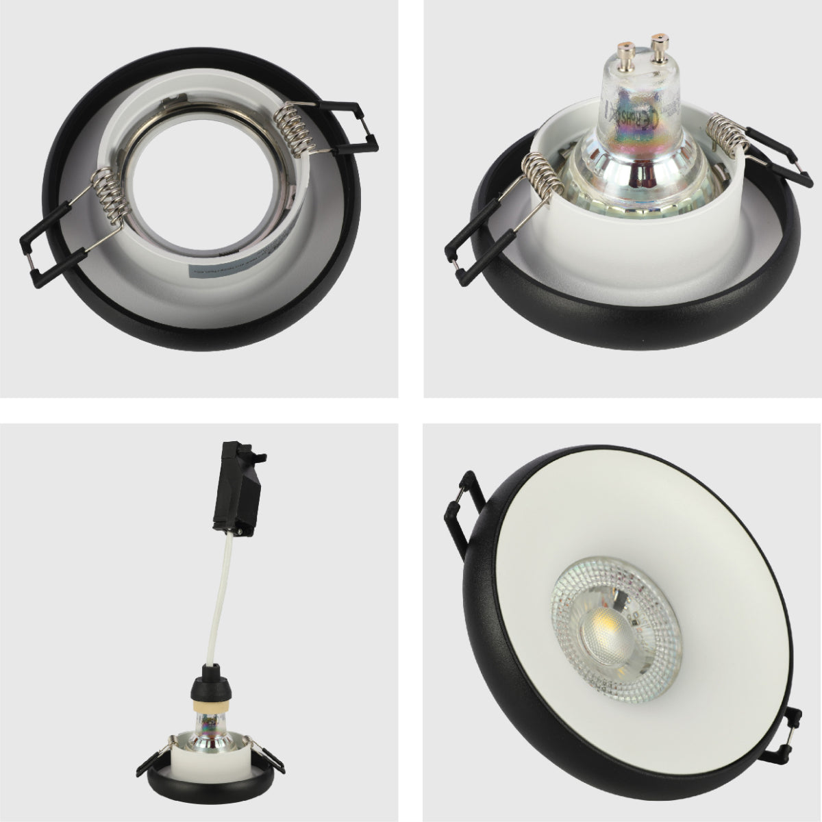Close shots of Die-Cast Aluminium Fixed GU10 Downlight with Color-Accented Bezel 143-04036