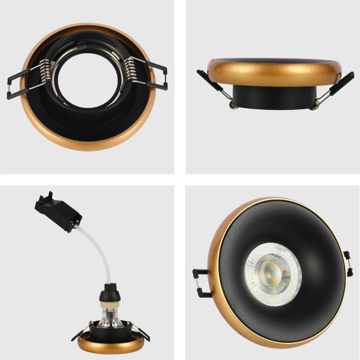 Close shots of Die-Cast Aluminium Fixed GU10 Downlight with Color-Accented Bezel 143-04037