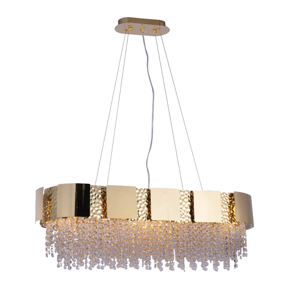 Main image of Dimpled Octagonal Crystal Beads Waterfall Chandelier Ceiling Light Gold | TEKLED 159-17910