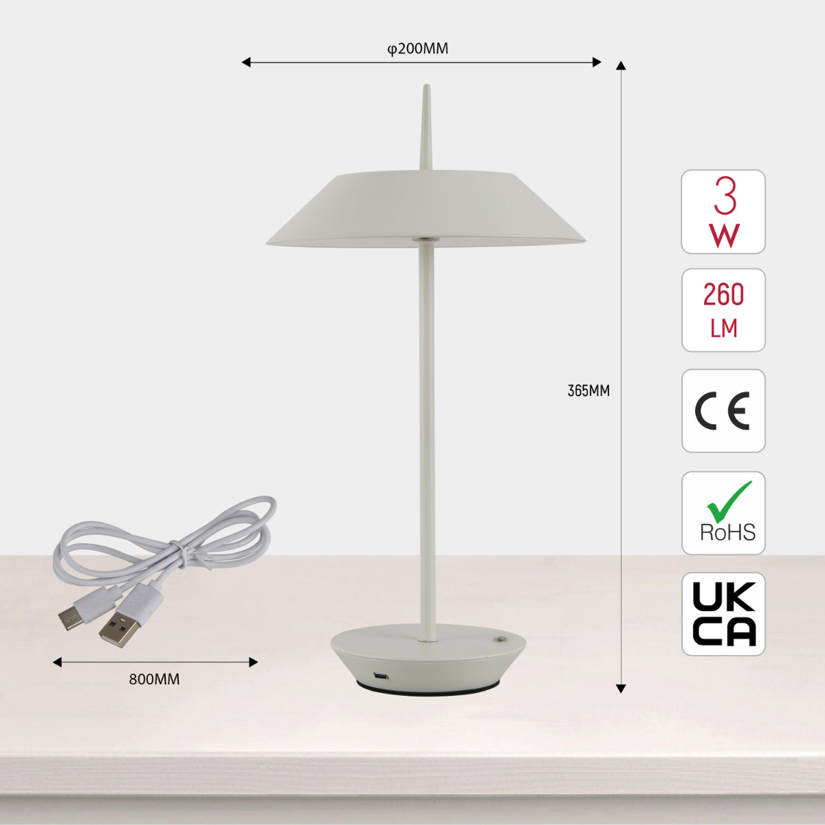 Size and certifications of Eclipse Touch Table Lamp 130-03690