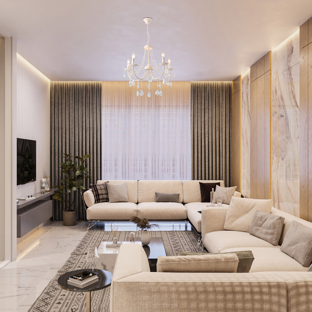 Interior use of Elegant Cascade Waterfall Crystal Chandelier Ceiling Light | TEKLED 159-17966
