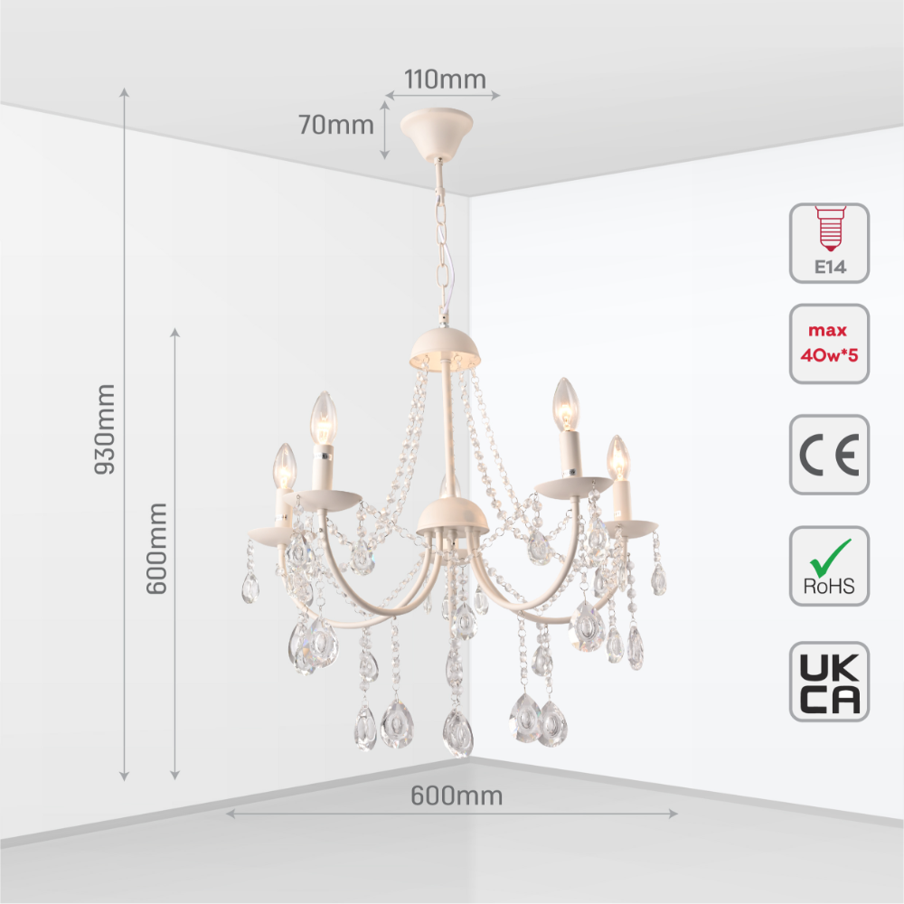 Size and tech specs of Elegant Cascade Waterfall Crystal Chandelier Ceiling Light | TEKLED 159-17966