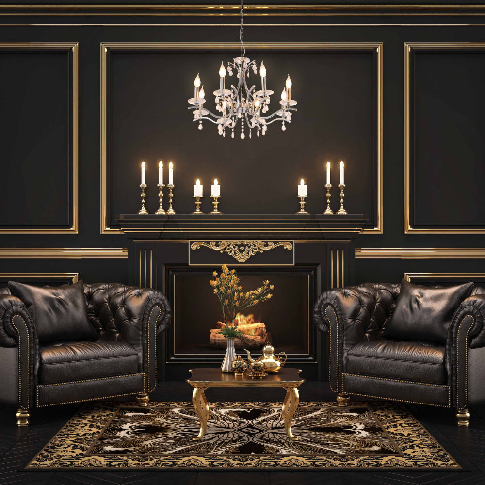 Interior use of Elegant Chrome Chandelier Ceiling Light with Crystal Beads | TEKLED 152-171514