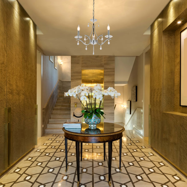 Living room kitchen bedroom use of Elegant Chrome Chandelier Ceiling Light with Crystal Beads | TEKLED 152-171512