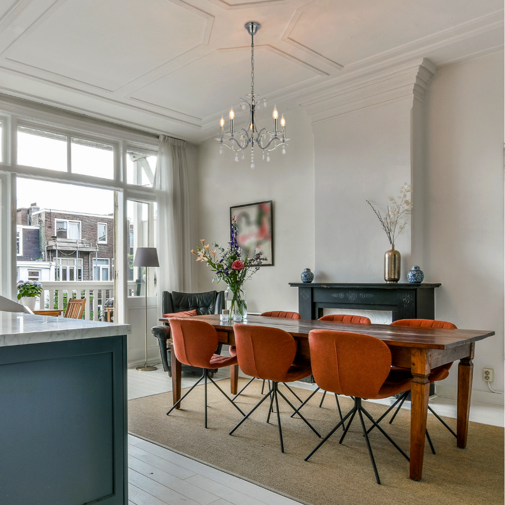 Living room kitchen bedroom use of Elegant Chrome Chandelier Ceiling Light with Crystal Beads | TEKLED 152-171513