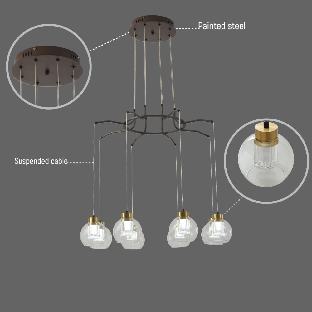 Close up of Eleganza Lumina Adjustable LED Chandeliers | TEKLED 159-17948