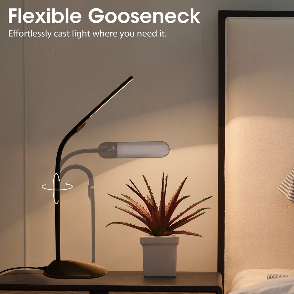 Graphic representation of flexibility of Erdy Goose Neck Black LED Desk Lamp