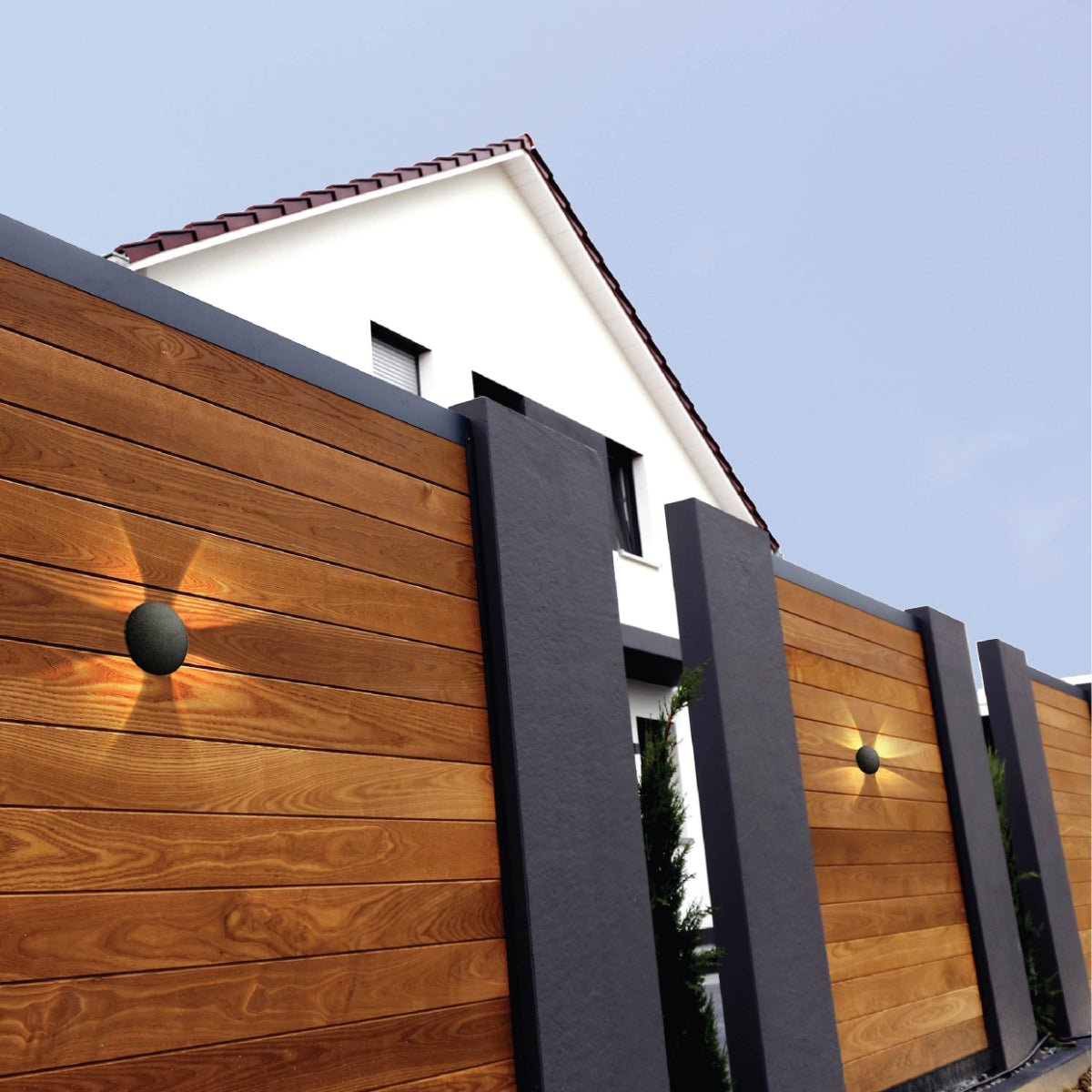 Outdoor usage of Black Compass 4 Way Outdoor Modern LED Wall Light | TEKLED 183-03310
