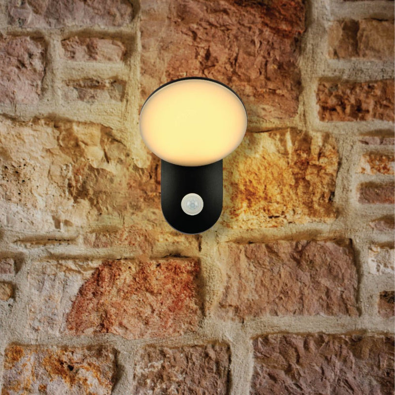 Black UFO LED Outdoor Wall Light with PIR Sensor TEKLED