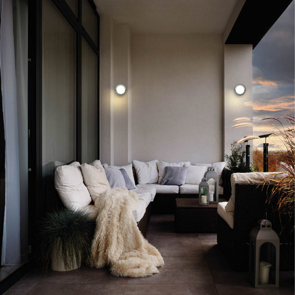 Outdoor usage of LED Diecast Aluminium Round Hood Wall Lamp 12W Cool White 4000K IP54 Anthracite Grey | TEKLED 182-03354