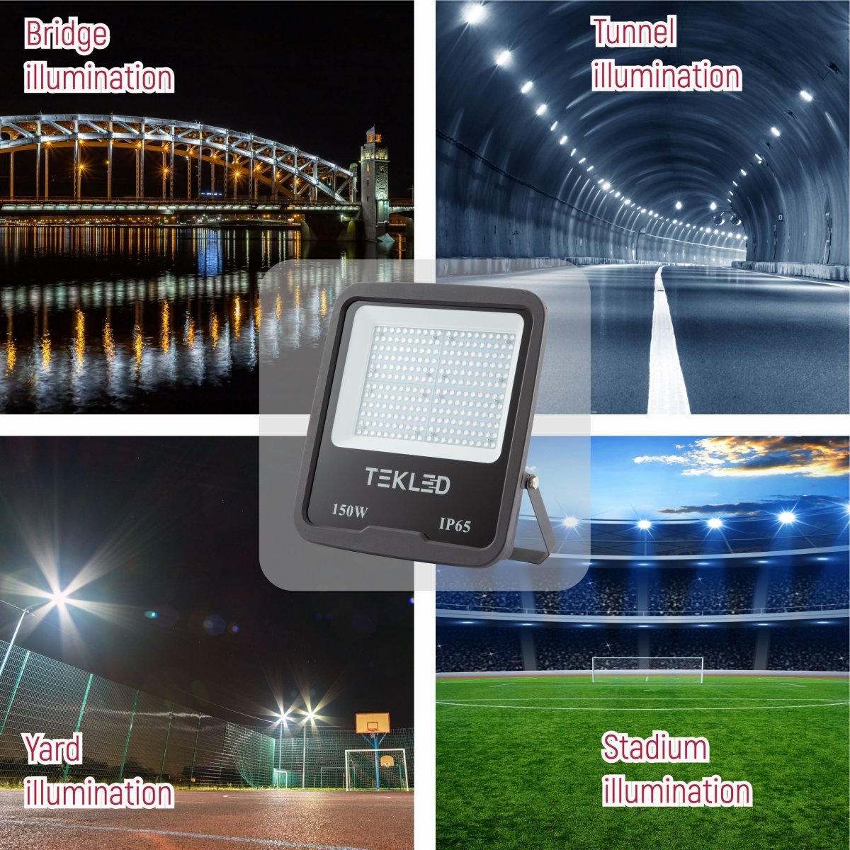 LED Floodlight SMD 3030 Uk 150W Cool White 4000K IP65 TEKLED