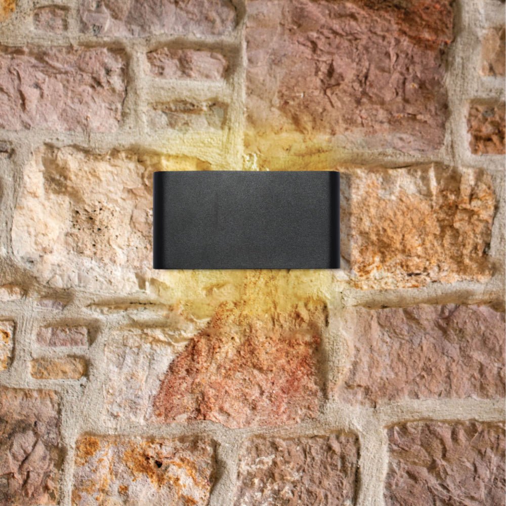 exterior application of Black Slim Cuboid Up Down Outdoor Modern LED Wall Light | TEKLED 182-03376