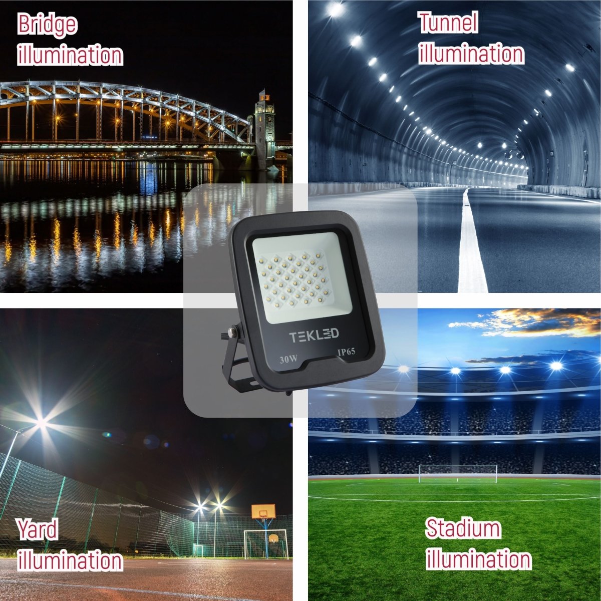exterior application of LED Floodlight SMD 3030 Uk 30W Cool White 4000K IP65 | TEKLED 224-03278