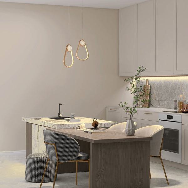 Farrah Moon Pearl LED Pendant Light Gold 159-18117 in play