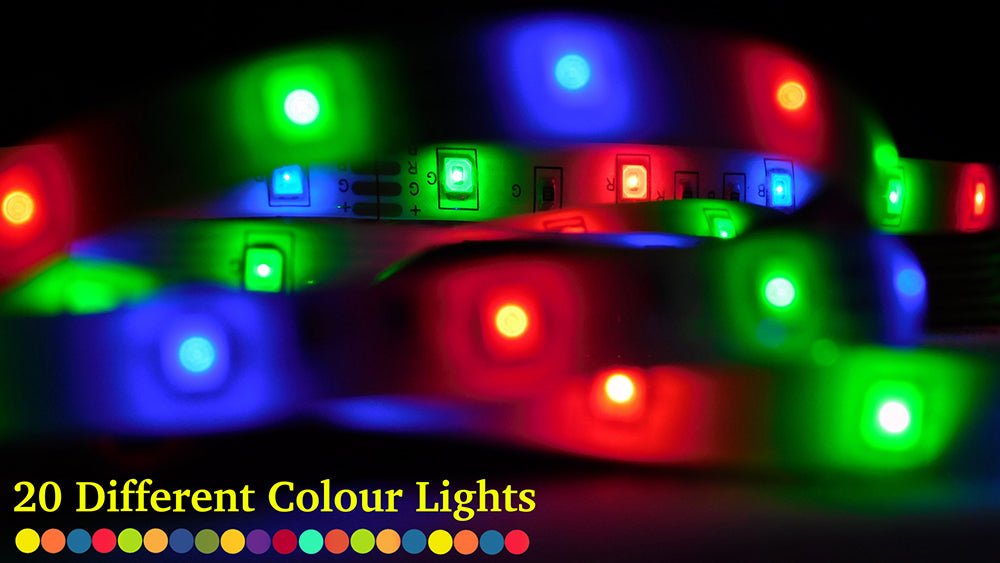Holiday 10m RGB LED Strip Light 300 LEDs SMD5050 DC12V IP20 50W 5A Adaptor with Remote controler has 20 different pre-set colour
