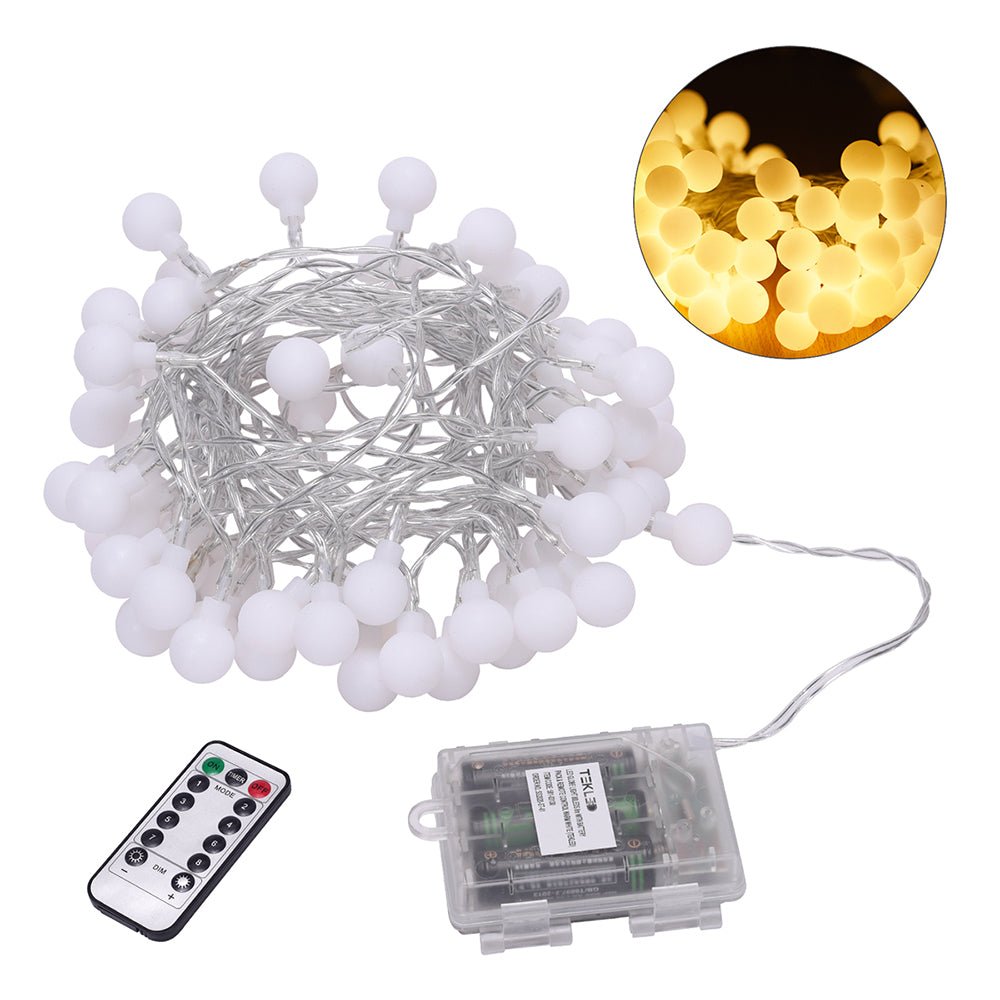 Product close up of  Felis LED Globe 80 LEDs 8m with Battery Pack & Remote Control Warm White LED String Light