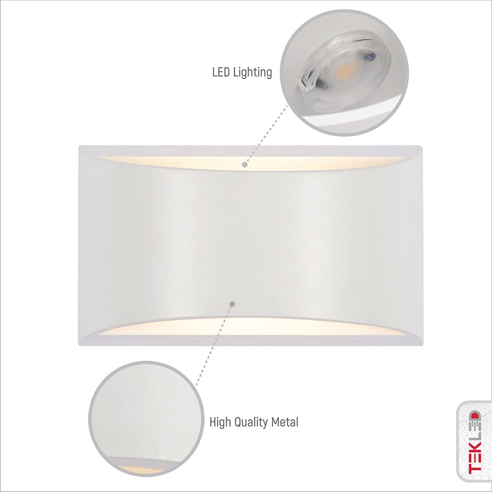 Features of Flat White Aluminium LED Wall Light 5W Warm White