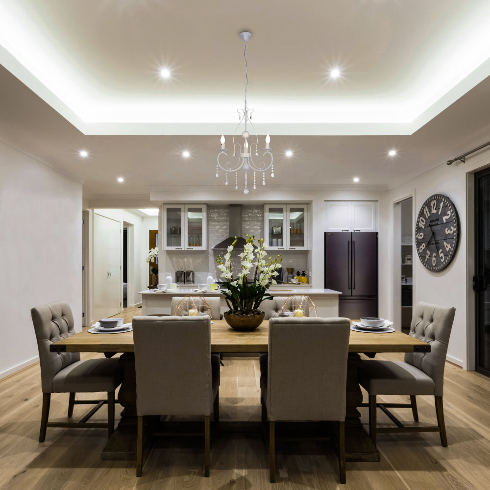 Living room kitchen bedroom use of Gallardos Minimal Chandelier Ceiling Light with Crystal Beads | TEKLED 152-171800