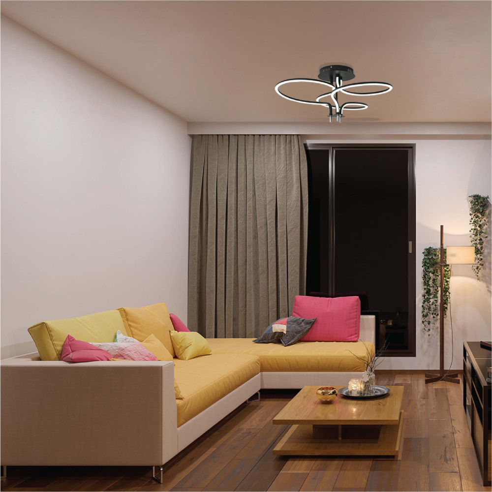Living room kitchen bedroom use of Geometric Elegance LED Ceiling Light Series | Trefoil & Helix Designs | Remote-Controlled Ambiance | TEKLED 159-17962