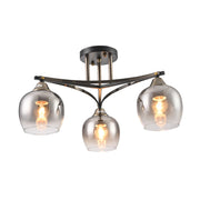 Main image of Geometric Starburst Faded Smoky Grey Globe Black & Bronze Ceiling Light | TEKLED 159-179984