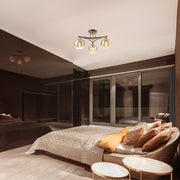 Living room kitchen bedroom use of Geometric Starburst Faded Smoky Grey Globe Black & Bronze Ceiling Light | TEKLED 159-179984